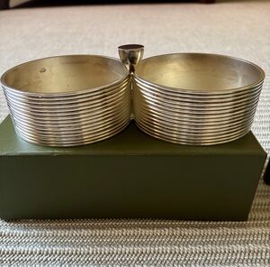 Vintage Christofle K+T Silver-Plated Connected Two-Bowl Serving Set / Desk Acces